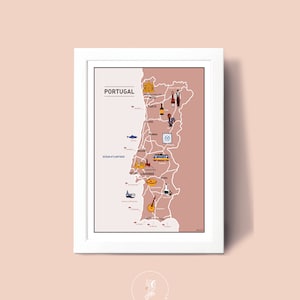 Poster In the heart of Portugal, Illustration poster A3 A4 for wall decoration
