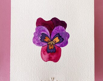 Original watercolor painting flower thought, for wall decoration