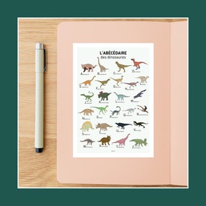 Carte postale Abécédaire des dinosaures , Illustration 10x15cm pour décoration murale