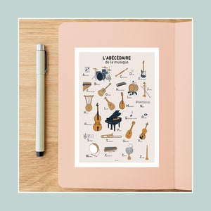 Carte postale Abécédaire de la musique , Illustration 10x15cm pour décoration murale