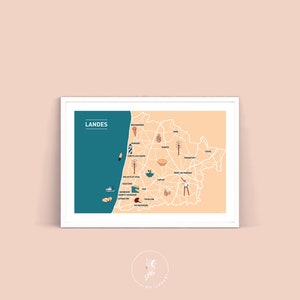 Affiche Au cœur des Landes, Illustration poster A3 A4 pour décoration murale