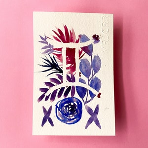 Aquarelle Gémeaux, signe astrologique, peinture originale pour décoration murale