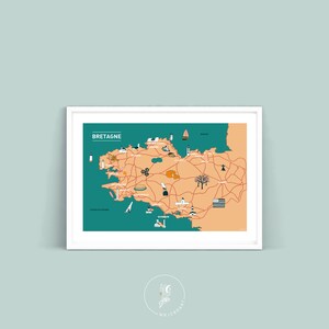 Cartel En el corazón de Bretaña, Póster de ilustración A3 A4 para decoración de paredes imagen 1