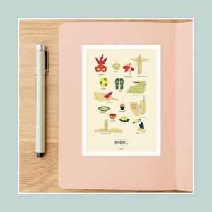 Postal do Brasil, Ilustração 10x15cm para decoração de parede