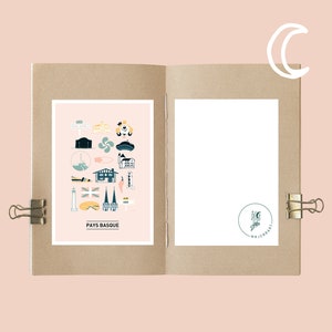 Cartolina illustrata dei Paesi Baschi, Illustrazione 10x15 cm per la decorazione murale immagine 2