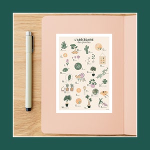Carte postale Abécédaire des plantes, Illustration 10x15cm pour décoration murale