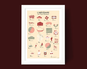 Basque Country ABC Poster, A3 A4 poster illustration for wall decoration