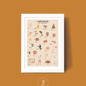 Poster autunnale ABC, illustrazione poster A3 A4 per la decorazione murale