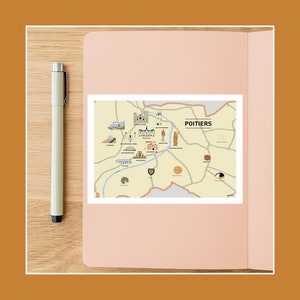Carte postale Au cœur de  Poitiers, Illustration 10x15cm pour décoration murale