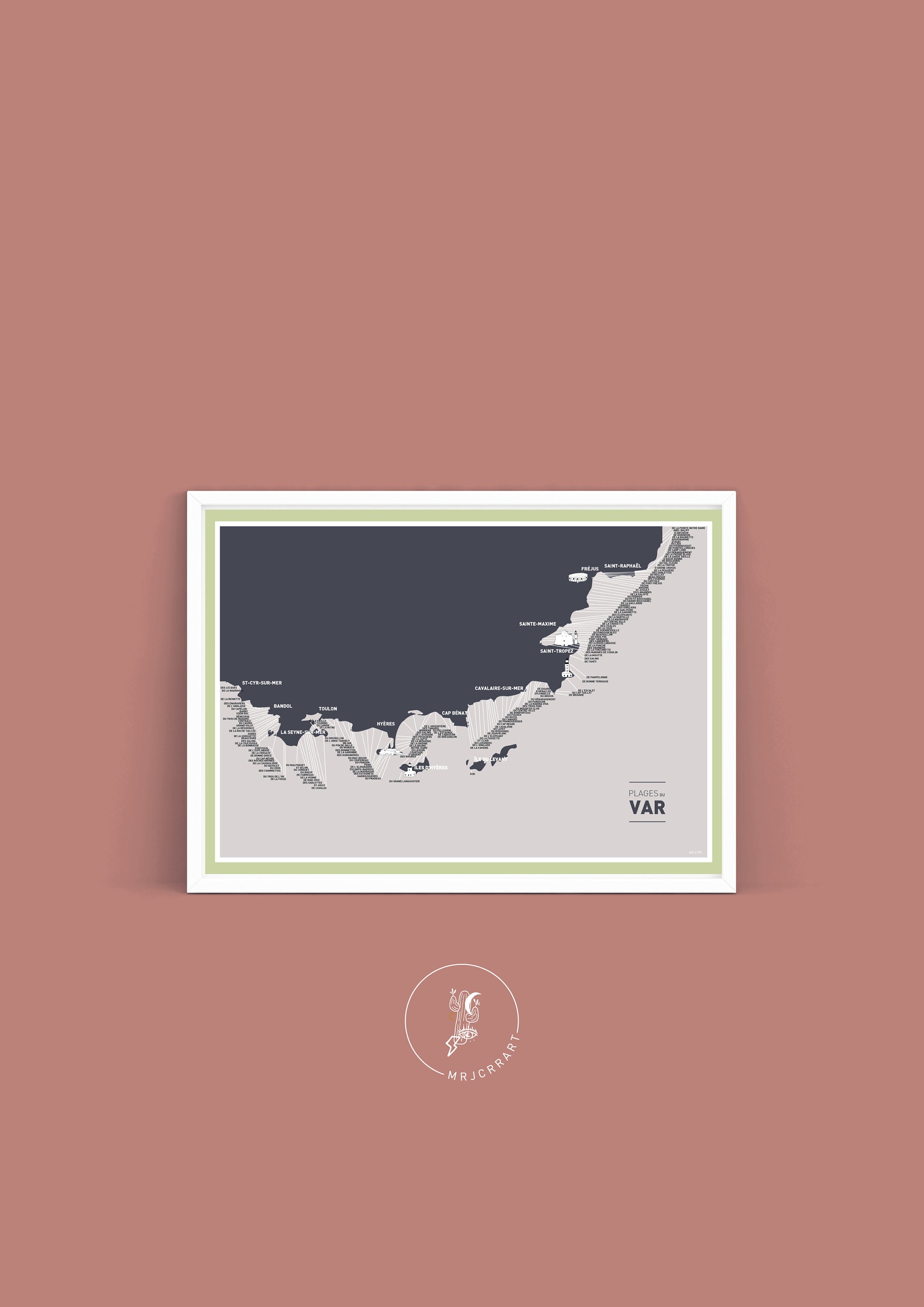 Affiche Carte Des Plages Du Var