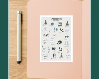 Winter ABC Postcard, 10x15cm Illustration for Wall Decoration