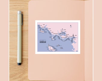 Morbihan Beaches Postcard, 10x15cm Illustration for wall decoration