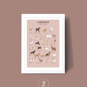 Póster ABC de perros, Póster ilustrado A3 A4 para decoración de pared
