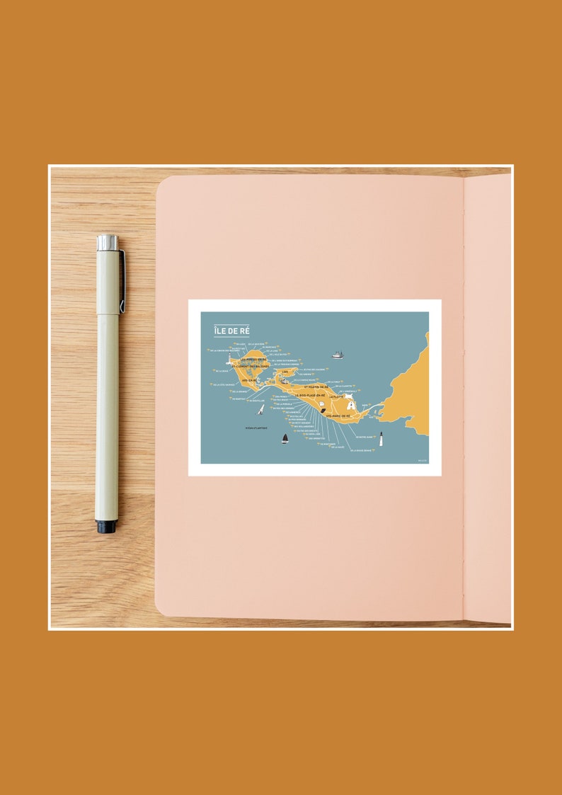 Carte postale île de Ré, illustration 10x15cm pour décoration murale image 1
