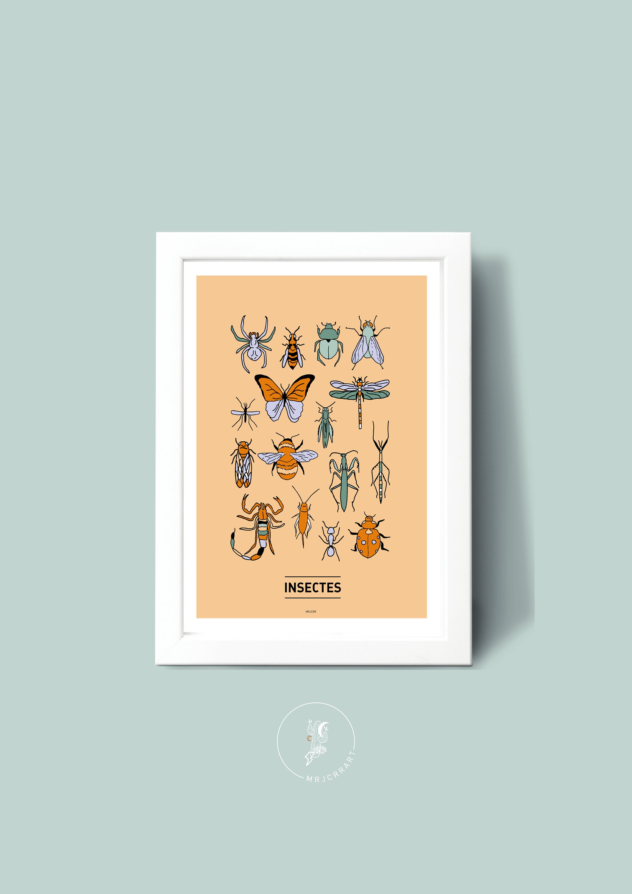 Affiche Insectes , Illustration Poster A3 A4 Pour Décoration Murale