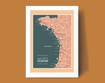 Atlantic Coast Poster, A3 A4 Poster Illustration for Wall Decoration
