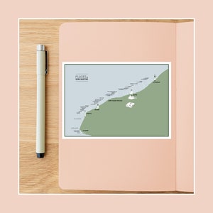 Carte postale des Plages de Seine Maritime, Illustration 10x15cm pour décoration murale