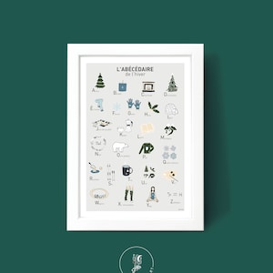 Poster invernale ABC, illustrazione poster A3 A4 per la decorazione murale
