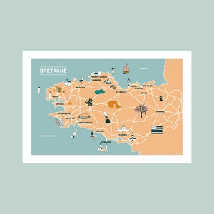Carte postale Au cœur de la Bretagne, Illustration 10x15cm pour décoration murale image 3