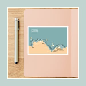 Carte postale des Plages des Côtes D’Armor, Illustration 10x15cm pour décoration murale
