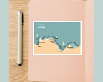 Postcard of the Beaches of Côtes D’Armor, Illustration 10x15cm for wall decoration
