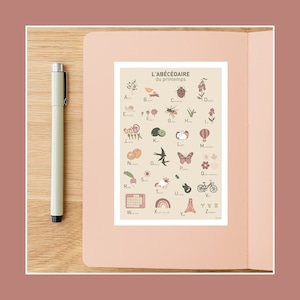 Carte postale Abécédaire du printemps , Illustration 10x15cm pour décoration murale