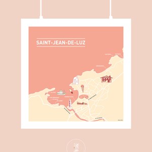 Affiche Au cœur de Saint-Jean-De-Luz, Illustration poster carré pour décoration murale