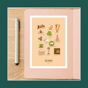 Postal Irlanda, Ilustração 10x15cm para decoração de parede