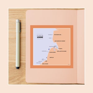 Carte postale des Plages de la Somme, Illustration 10x10cm pour décoration murale