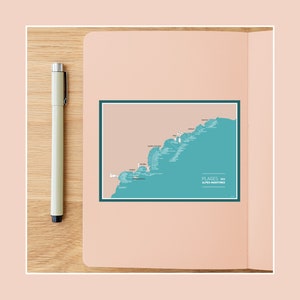 Carte postale Plages des Alpes Maritimes , Illustration 10x15cm pour décoration murale