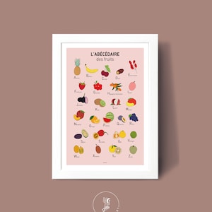 Poster ABC della frutta, Poster illustrativo A3 A4 per la decorazione murale