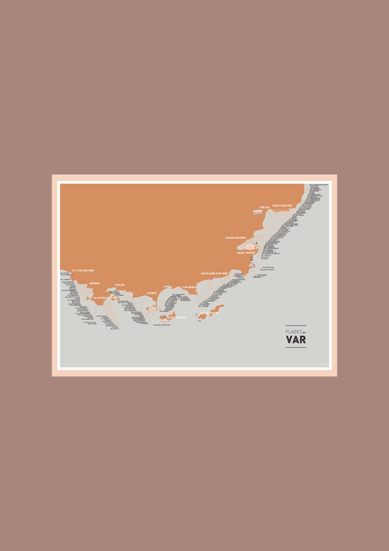 Var Map Poster Map of the Beaches of Var, Illustration Poster for Wall ...