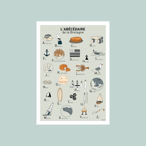 Cartel ABC de Bretaña, Cartel ilustrado A3 A4 para decoración de pared imagen 2