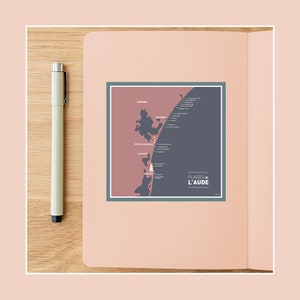 Carte postale des Plages de l’Aude, Illustration carrée pour décoration murale