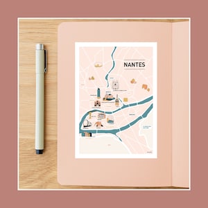 Carte postale Au coeur de Nantes, Illustration 10x15cm pour décoration murale