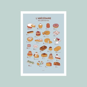Carte postale Abécédaire des pâtisseries , Illustration carte postale 10x15cm pour décoration murale image 3