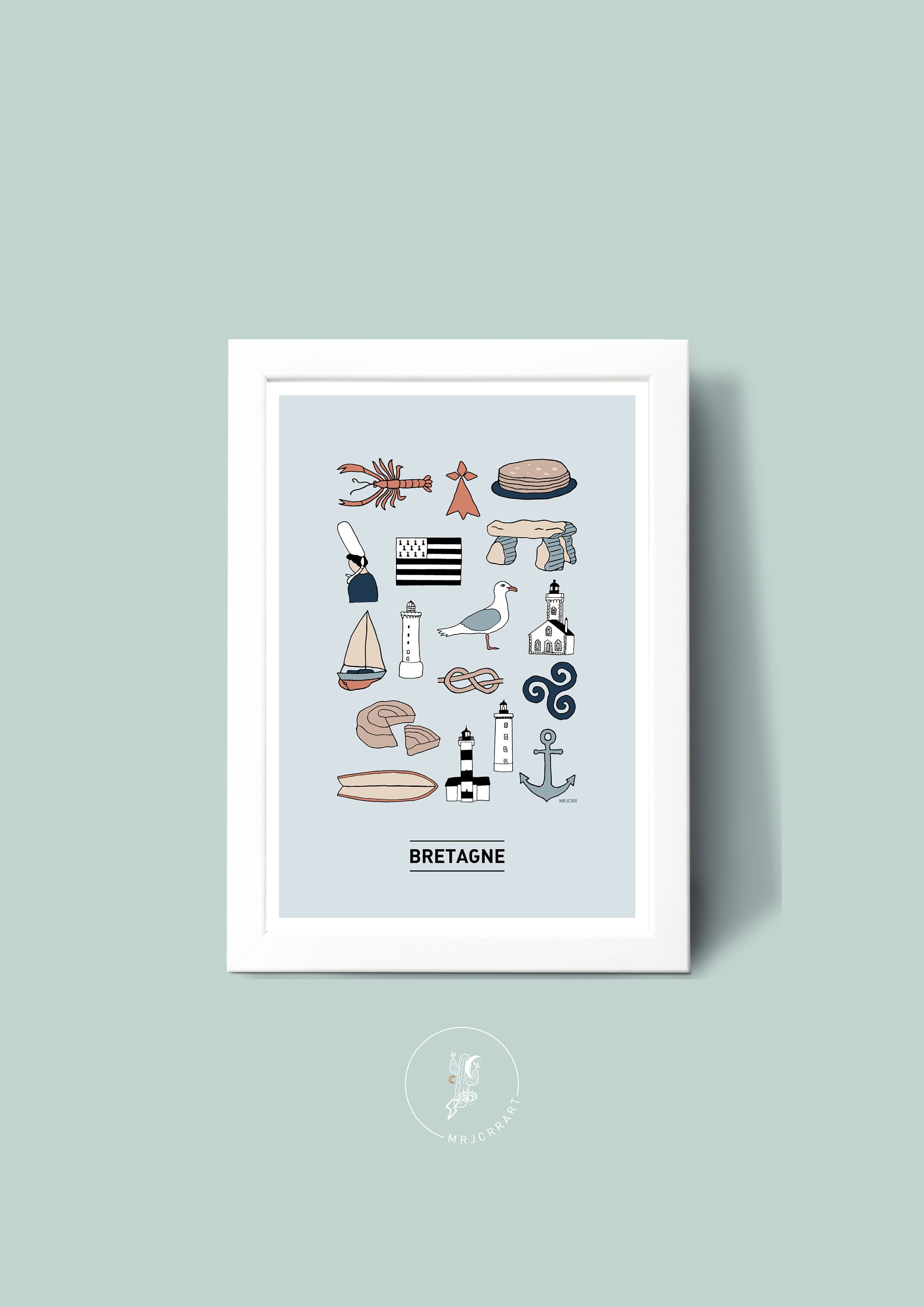 Affiche Bretagne Illustrée, Illustration Poster A3 A4 Pour Décoration Murale