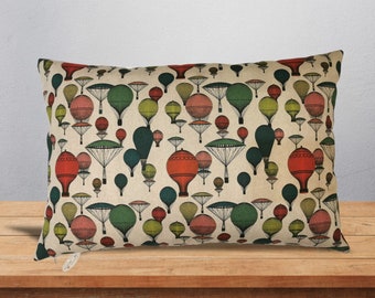 Handmade cushion cover hot air balloon, 40 x 60 cm, cushion cover, 100% cotton, filling available separately