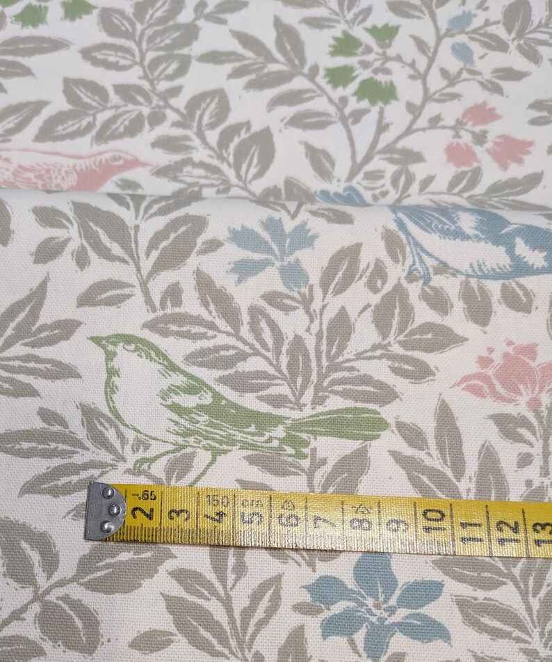 Cotton, decorative fabric, fabric, birds, leaves and flowers, patterned, 140 cm wide, 30 degree wash image 4