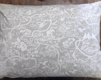 Handmade cushion cover, decorative cushion cover, 50 x 70 cm, cushion cover, 100% cotton, beige with jungle pattern, printed