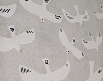 French oilcloth, coated cotton, acrylic coated, 155 cm wide, seagulls, washable at 30 degrees