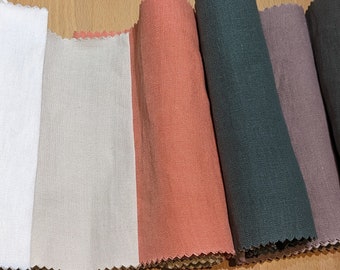 Vendu au mètre 100% lin, 320 cm de large, différentes couleurs, teint, tissu décoratif, tissu pour rideaux