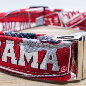 Crimson Tide Dog Collar - Laser Engraved Metal and Plastic Buckles - Roll Tide - Great Gift for Bama Fan! - USA Made - Fast Shipping!