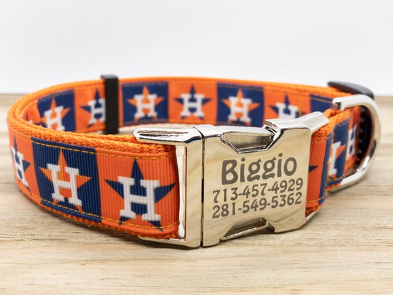 Alternating Orange and Blue Houston Astros Dog Collar Go Stros Personalized Engraved Plastic and Metal Buckles Handmade in the USA Etsy