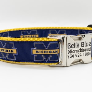 Michigan Dog Collar - Laser Engraved Buckles - Wolverines - Plastic and Metal - Go Blue! - Handmade in the USA - Big House - Fast Shipping!