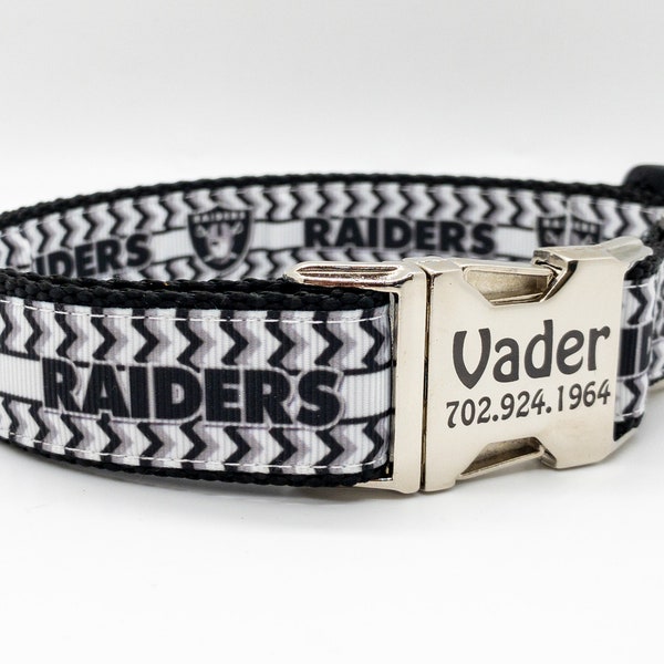 Little Earth Las Vegas Raiders Premium Pet Collar - Officially Licensed, 100% Polyester, Metal Hardware