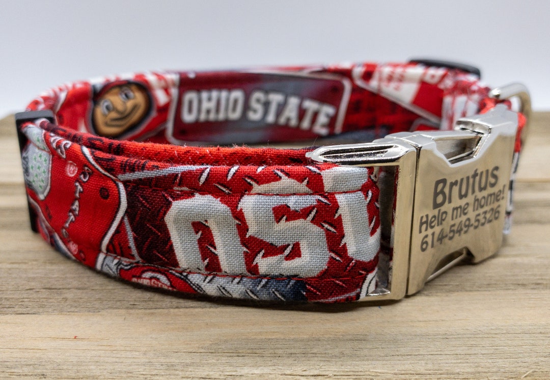 Ohio State University Dog Collar Gift for Dad Go Bucks Engraved Metal