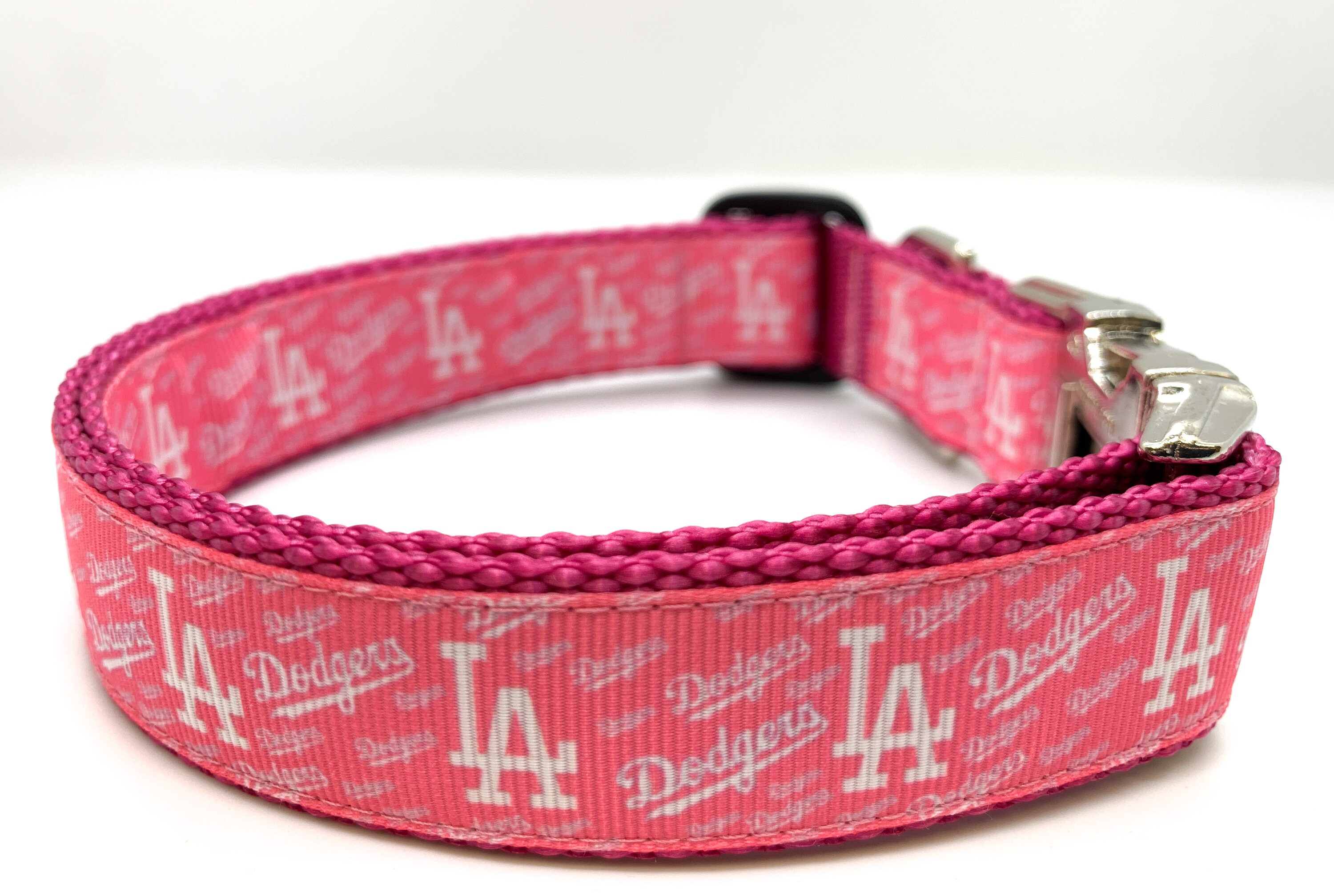 Personalized Pink LA Dodgers Girl Dog Collar Laser Engraved Plastic and Metal Buckles Handmade in the USA Ships Fast Great Gift Etsy