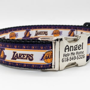 Dark Purple Los Angeles Lakers Handmade Dog Collar