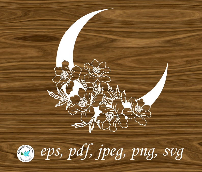 Download Moon Crescent SVG Moon Flower design SVG Crescent PNG Moon ...